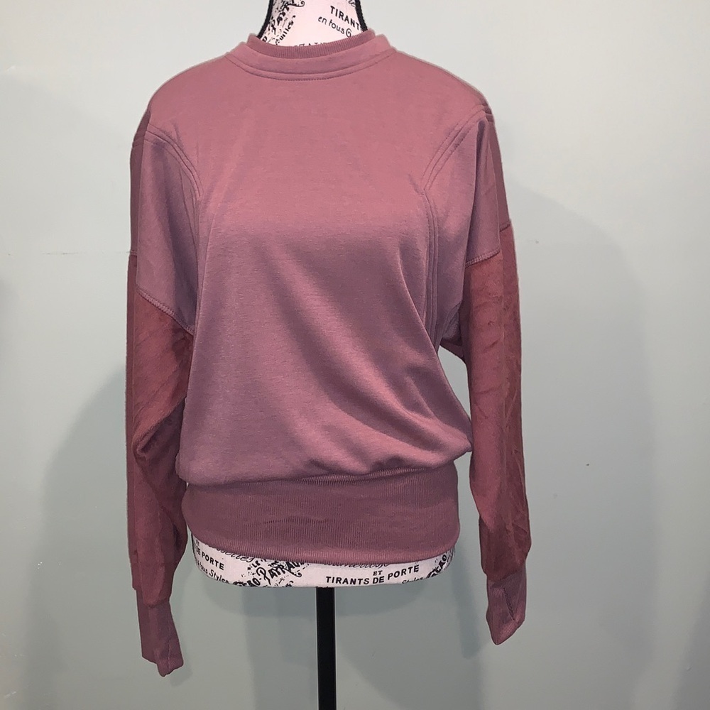 Tahari Women’s Medium Mauve Dusty Purple Pullover Sweatshirt with Minky Fleece